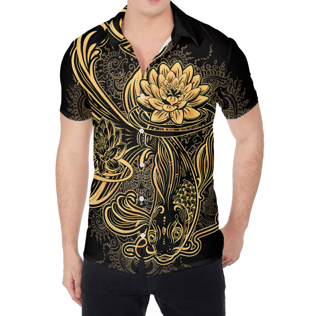 Golden Spiritual Koi Carp Print Men's Shirt