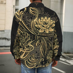 Golden Spiritual Koi Carp Print Men's Shirt Jacket