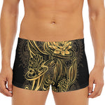 Golden Spiritual Koi Carp Print Men's Short Boxer Briefs