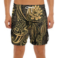 Golden Spiritual Koi Carp Print Men's Split Running Shorts