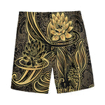 Golden Spiritual Koi Carp Print Men's Sports Shorts