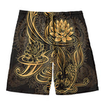 Golden Spiritual Koi Carp Print Men's Swim Trunks