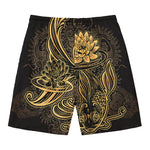 Golden Spiritual Koi Carp Print Men's Swim Trunks