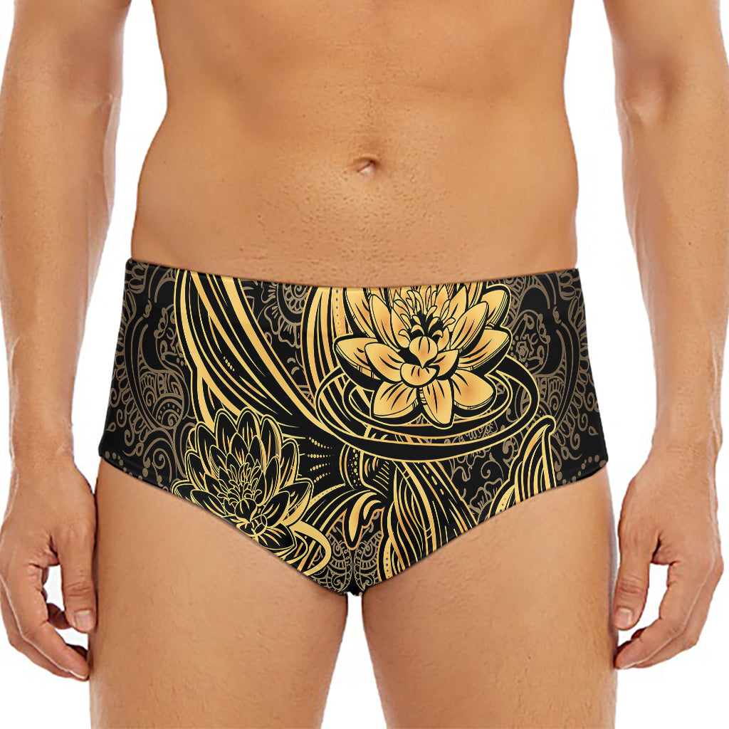 Golden Spiritual Koi Carp Print Men's Triangle Swim Briefs