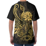 Golden Spiritual Koi Carp Print Men's Velvet T-Shirt