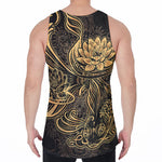 Golden Spiritual Koi Carp Print Men's Velvet Tank Top