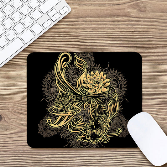 Golden Spiritual Koi Carp Print Mouse Pad