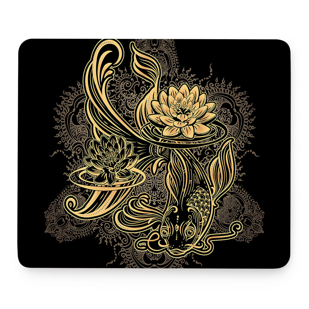 Golden Spiritual Koi Carp Print Mouse Pad