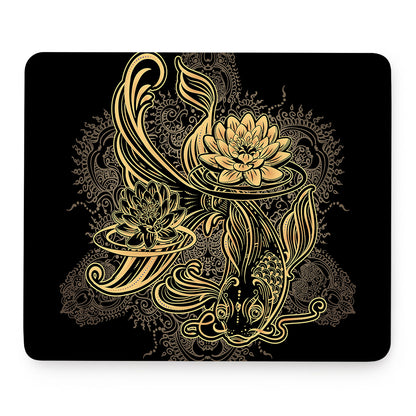 Golden Spiritual Koi Carp Print Mouse Pad