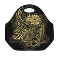 Golden Spiritual Koi Carp Print Neoprene Lunch Bag