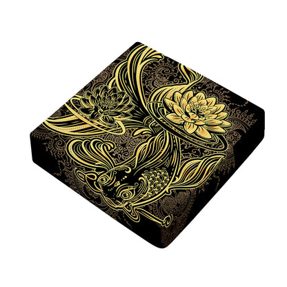 Golden Spiritual Koi Carp Print Outdoor Seat Cushion Cover