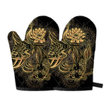 Golden Spiritual Koi Carp Print Oven Mitts