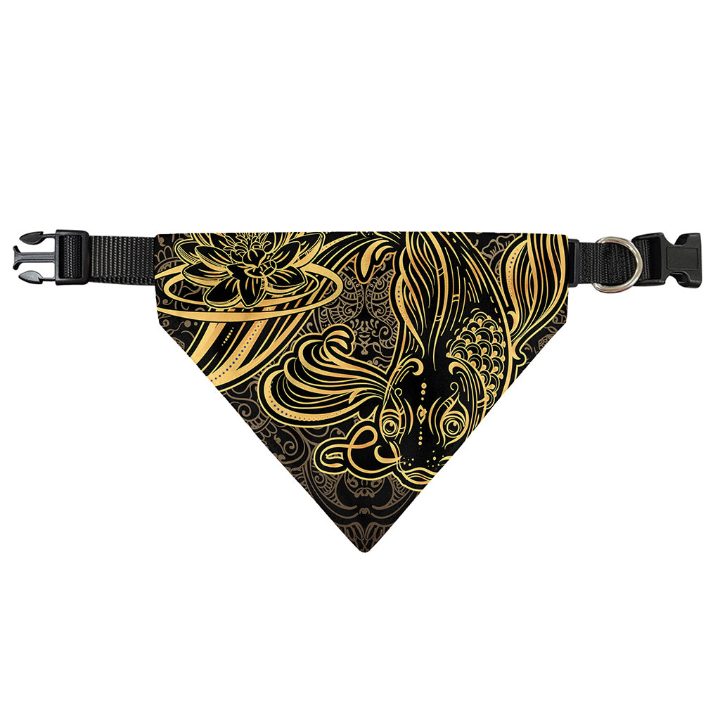 Golden Spiritual Koi Carp Print Over The Collar Dog Bandana