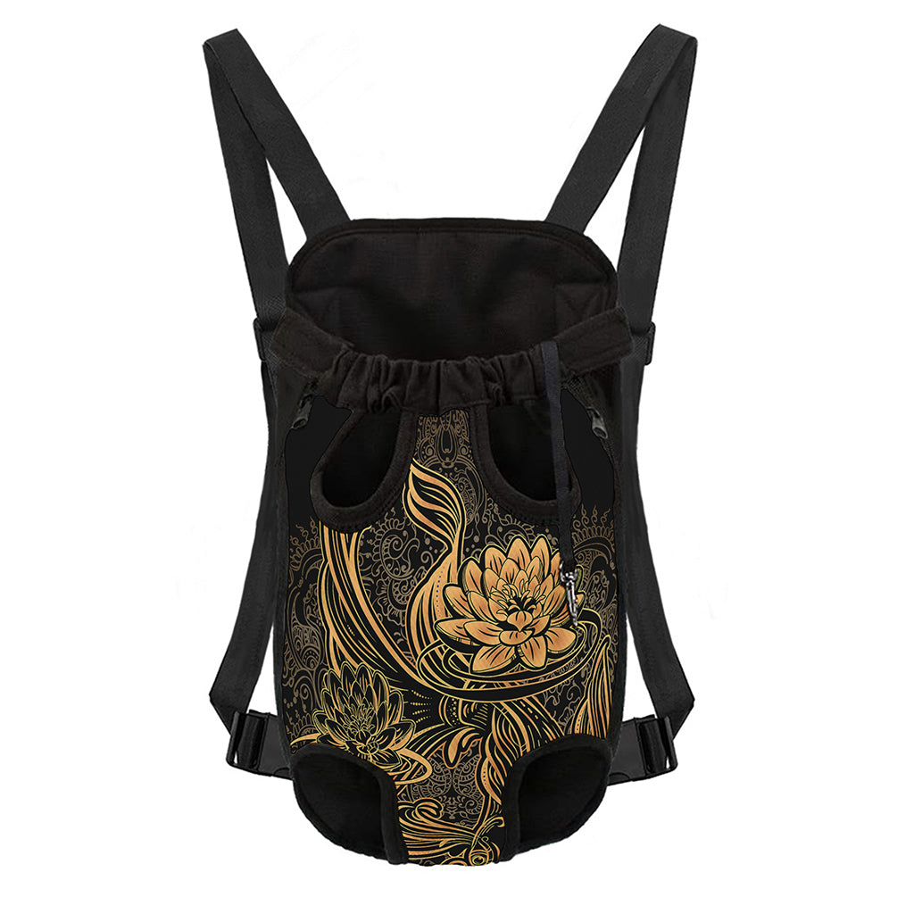 Golden Spiritual Koi Carp Print Pet Carrier Backpack