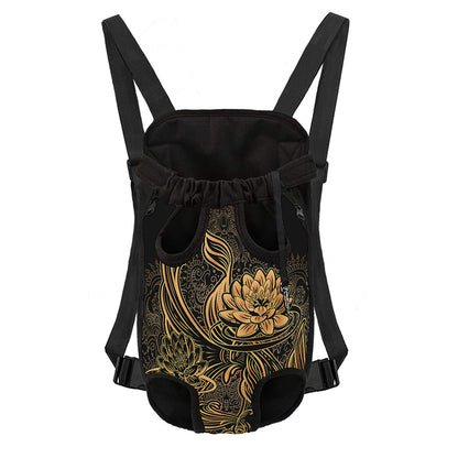 Golden Spiritual Koi Carp Print Pet Carrier Backpack