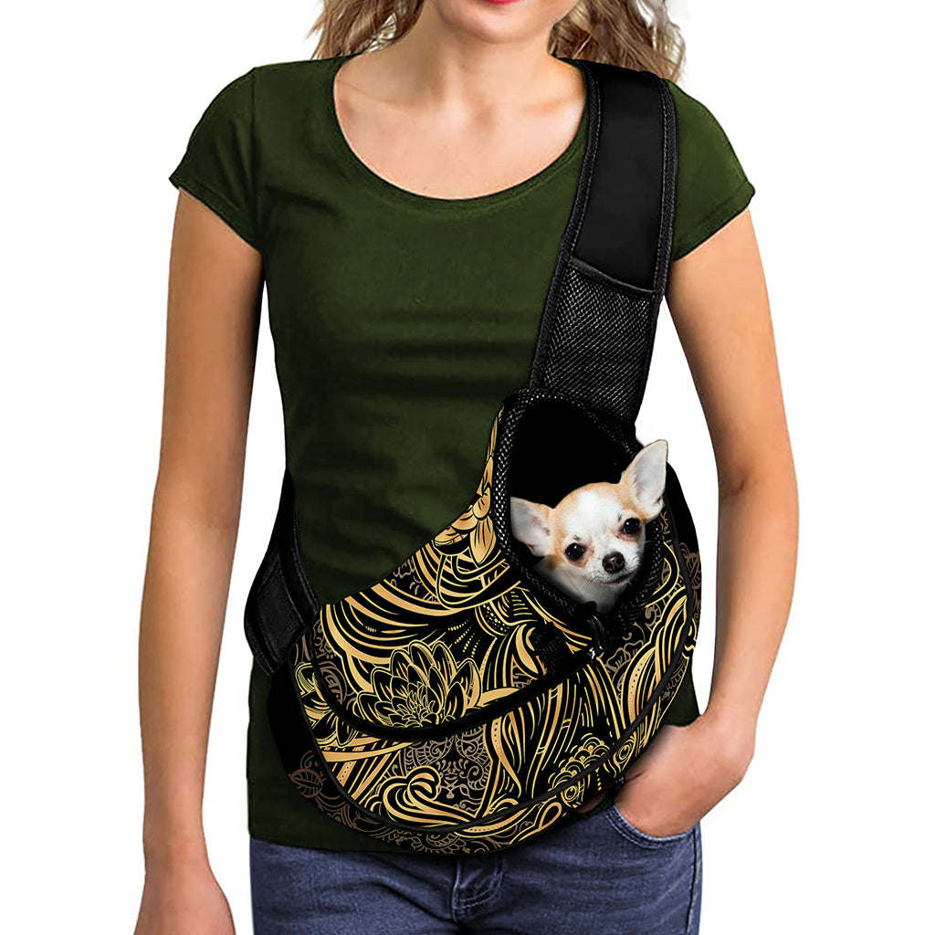 Golden Spiritual Koi Carp Print Pet Sling Carrier