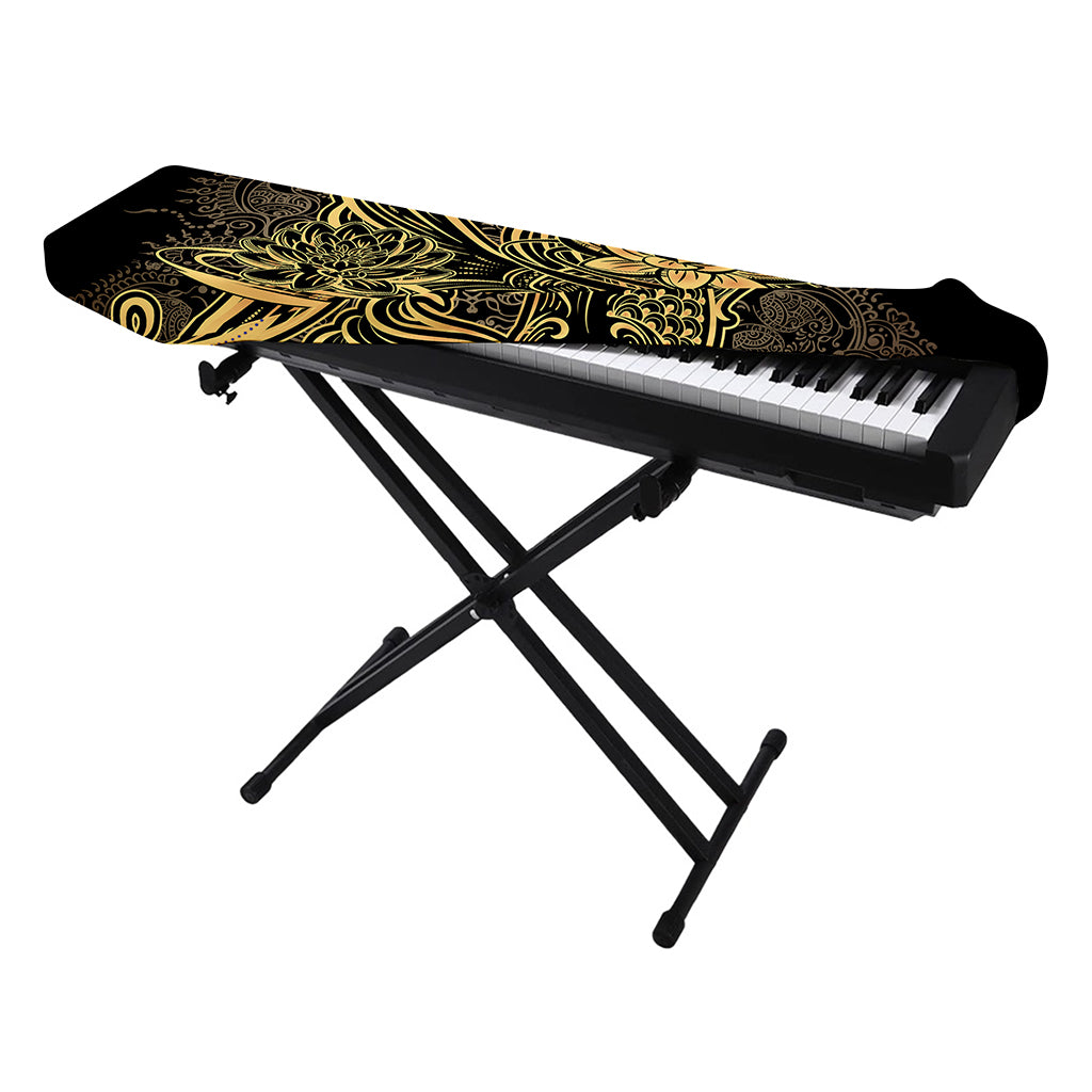 Golden Spiritual Koi Carp Print Piano Keyboard Cover