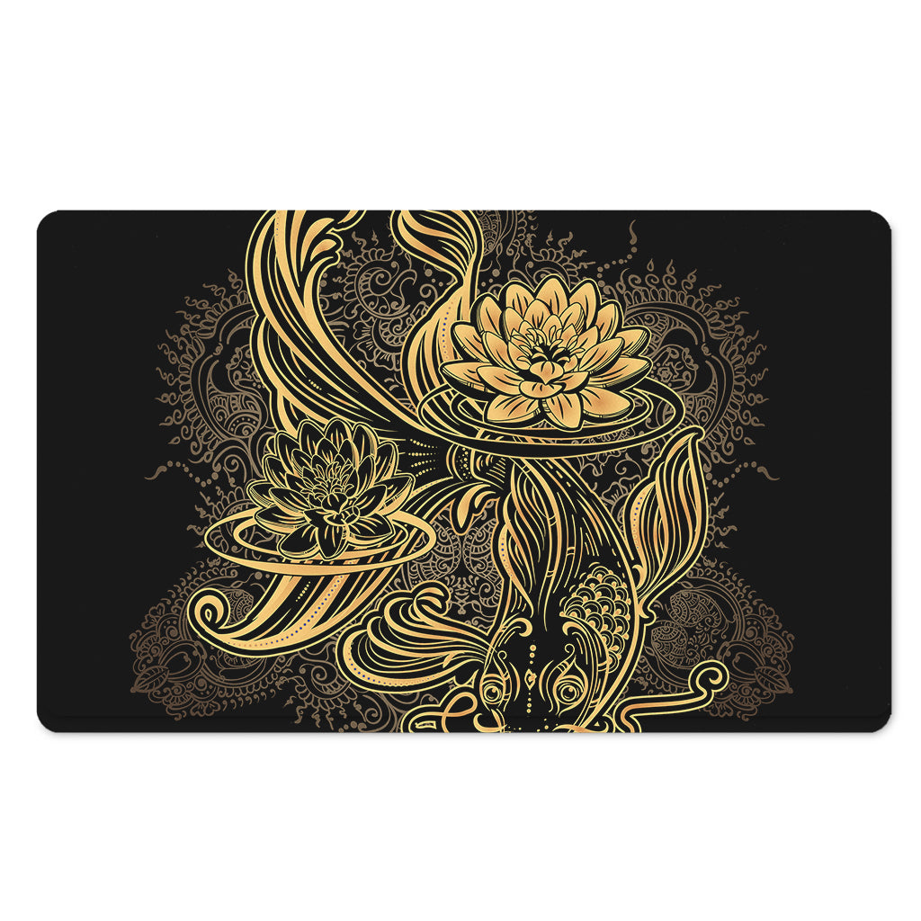 Golden Spiritual Koi Carp Print Polyester Doormat