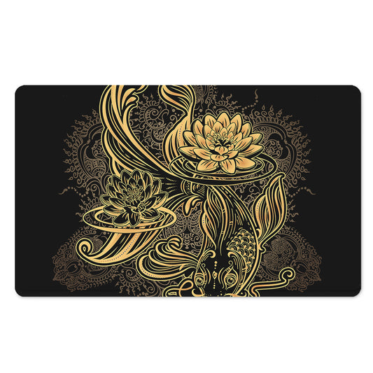 Golden Spiritual Koi Carp Print Polyester Doormat