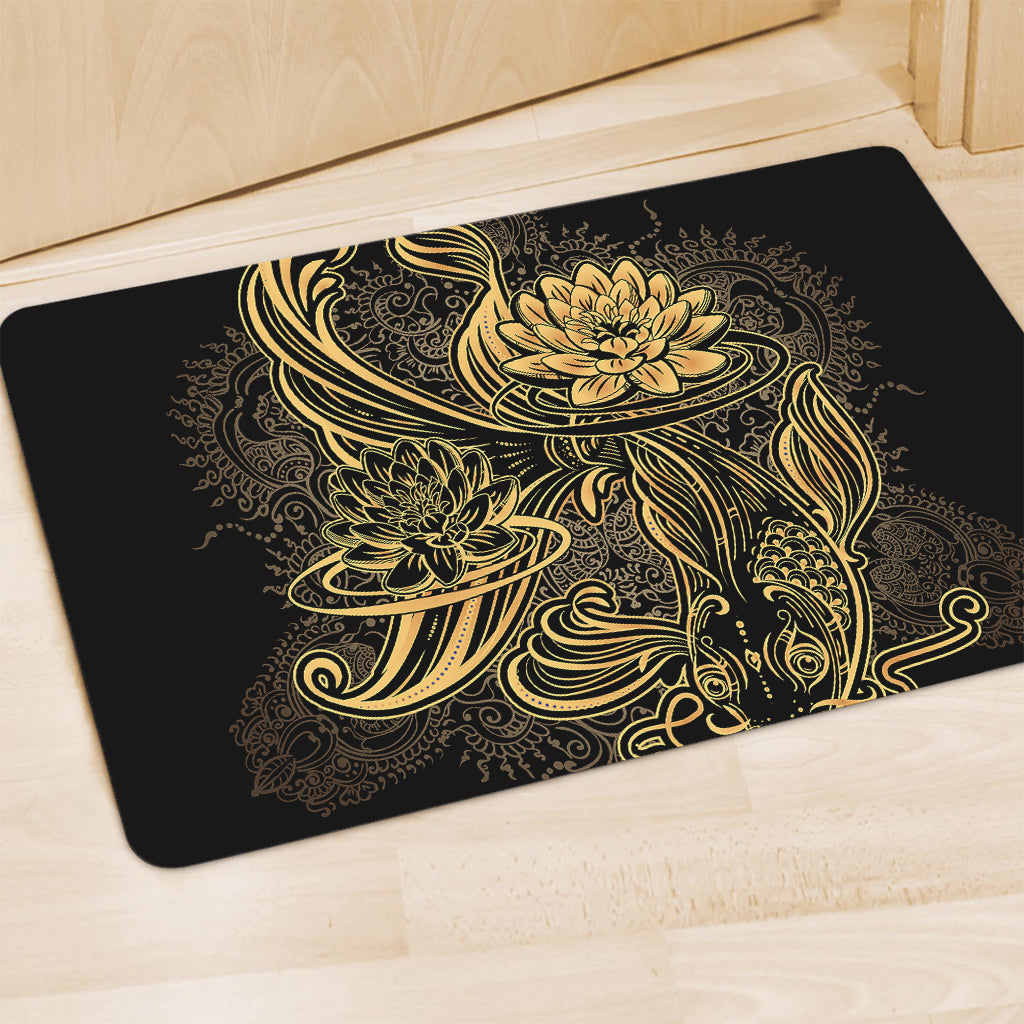 Golden Spiritual Koi Carp Print Polyester Doormat
