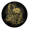 Golden Spiritual Koi Carp Print Round Blanket