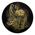 Golden Spiritual Koi Carp Print Round Blanket