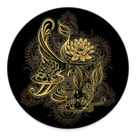 Golden Spiritual Koi Carp Print Round Floor Mat