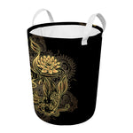 Golden Spiritual Koi Carp Print Round Laundry Basket
