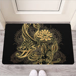 Golden Spiritual Koi Carp Print Rubber Doormat