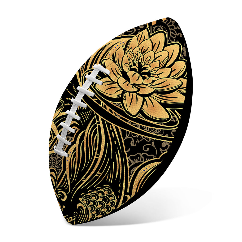 Golden Spiritual Koi Carp Print Rugby Ball