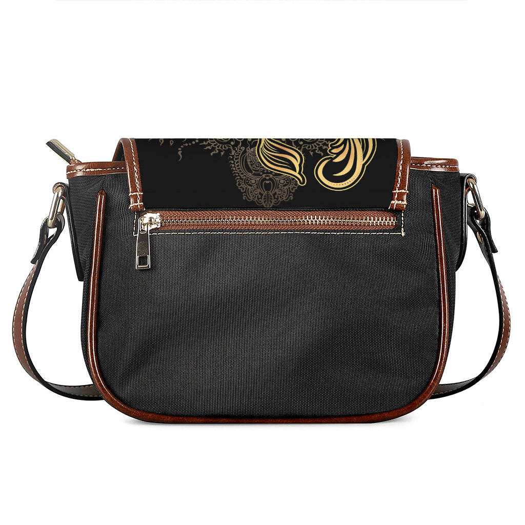 Golden Spiritual Koi Carp Print Saddle Bag
