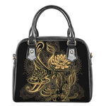 Golden Spiritual Koi Carp Print Shoulder Handbag