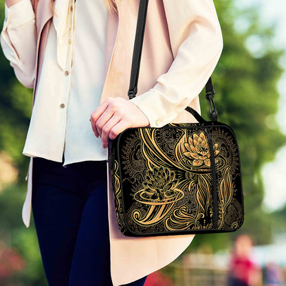 Golden Spiritual Koi Carp Print Shoulder Strap Bible Bag