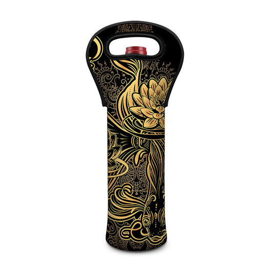 Golden Spiritual Koi Carp Print Single Neoprene Wine Tote
