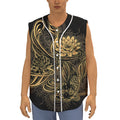 Golden Spiritual Koi Carp Print Sleeveless Baseball Jersey