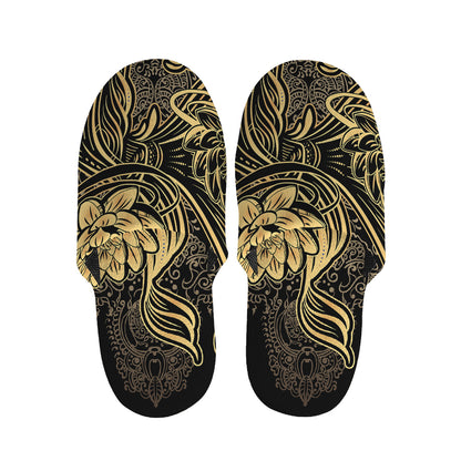 Golden Spiritual Koi Carp Print Slippers