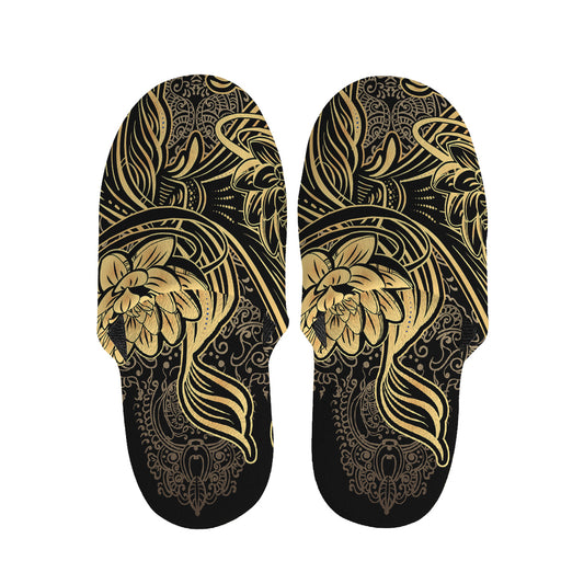 Golden Spiritual Koi Carp Print Slippers