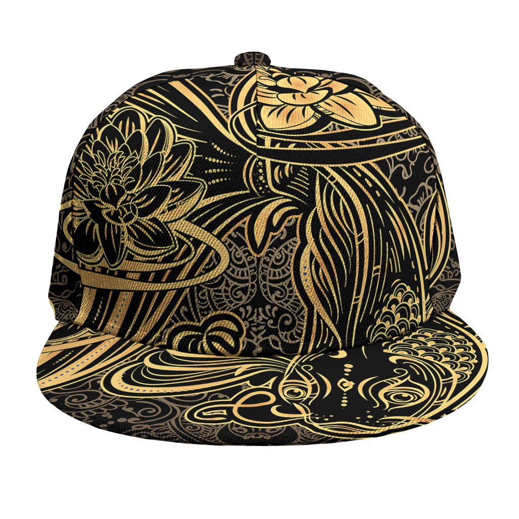 Golden Spiritual Koi Carp Print Snapback Cap