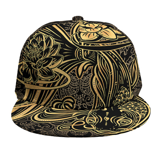 Golden Spiritual Koi Carp Print Snapback Cap