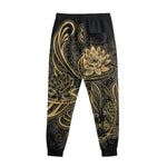 Golden Spiritual Koi Carp Print Sweatpants