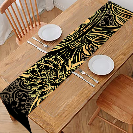 Golden Spiritual Koi Carp Print Table Runner
