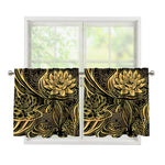 Golden Spiritual Koi Carp Print Tier Curtains