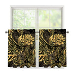 Golden Spiritual Koi Carp Print Tier Curtains