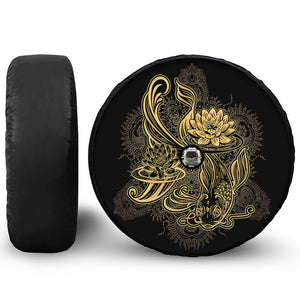 Golden Spiritual Koi Carp Print Tire Cover With Camera Hole