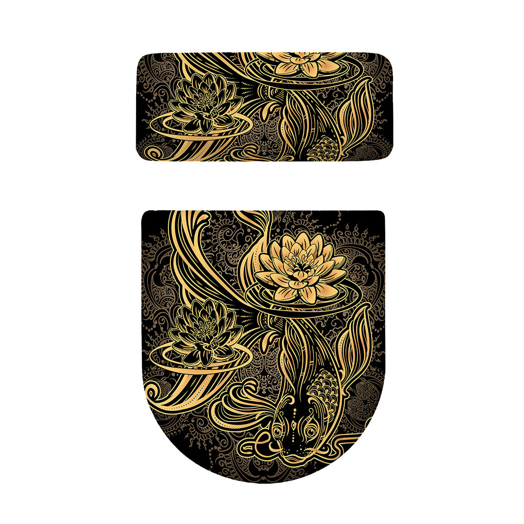 Golden Spiritual Koi Carp Print Toilet Lid And Tank Cover Set