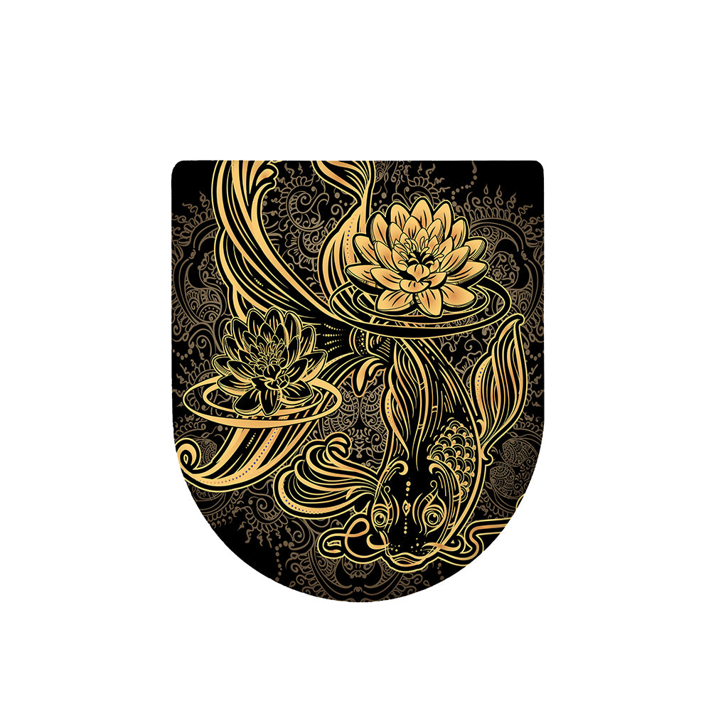 Golden Spiritual Koi Carp Print Toilet Lid Cover