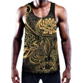 Golden Spiritual Koi Carp Print Men's Workout Tank Top