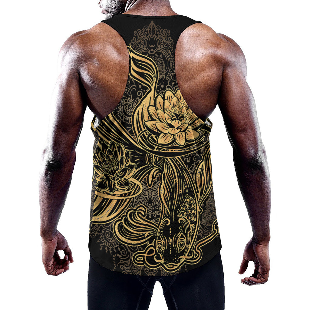 Golden Spiritual Koi Carp Print Training Tank Top