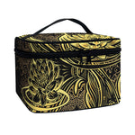 Golden Spiritual Koi Carp Print Travel Makeup Bag