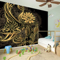 Golden Spiritual Koi Carp Print Wall Sticker